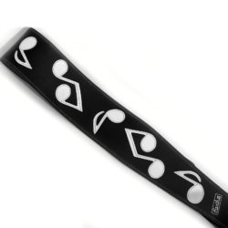 Earth 3 SRV Vaughan musical notes leather guitar strap